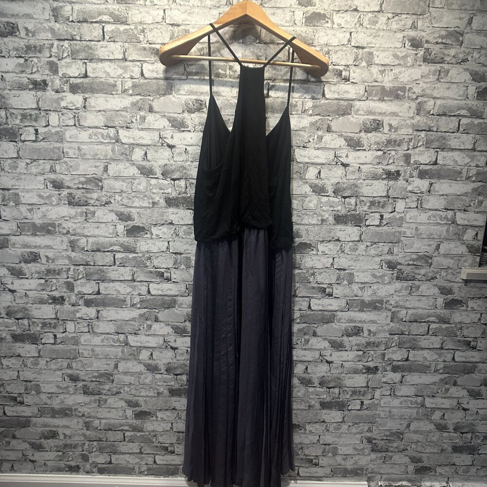 EUC Ann Taylor Spaghetti Strap Midi Dress Black & Grey Size XL Tall